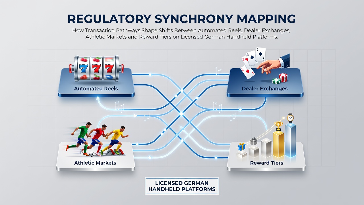 Regulatorische Synchronitätskartierung zeigt Transaktionspfade zwischen Slots, Live-Dealer und Sportwetten auf mobilen Plattformen