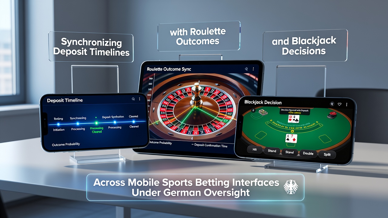Mobile Schnittstelle zeigt Echtzeit-Synchronisation von Einzahlungen mit Roulette und Blackjack unter deutscher Regulierung