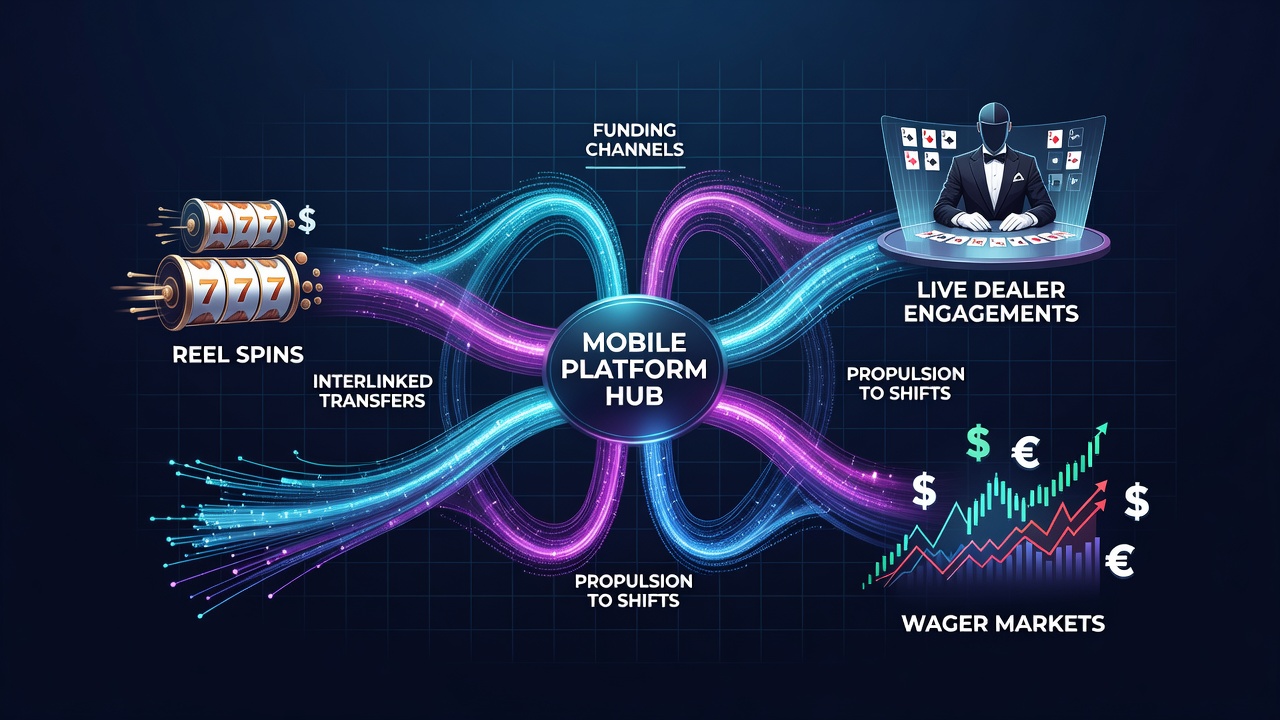 Darstellung verknüpfter Finanzströme zwischen Slots Live-Dealer und Sportwetten auf mobilen Geräten